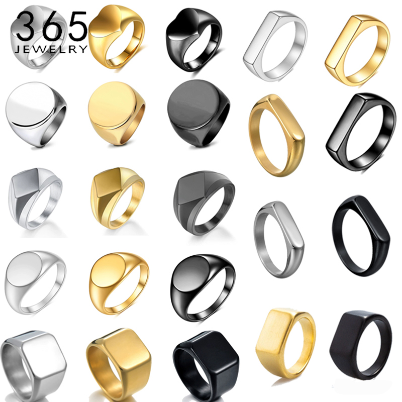 Initial Ring Custom - 365 Paslanmaz Çelik Punk Rock Düz